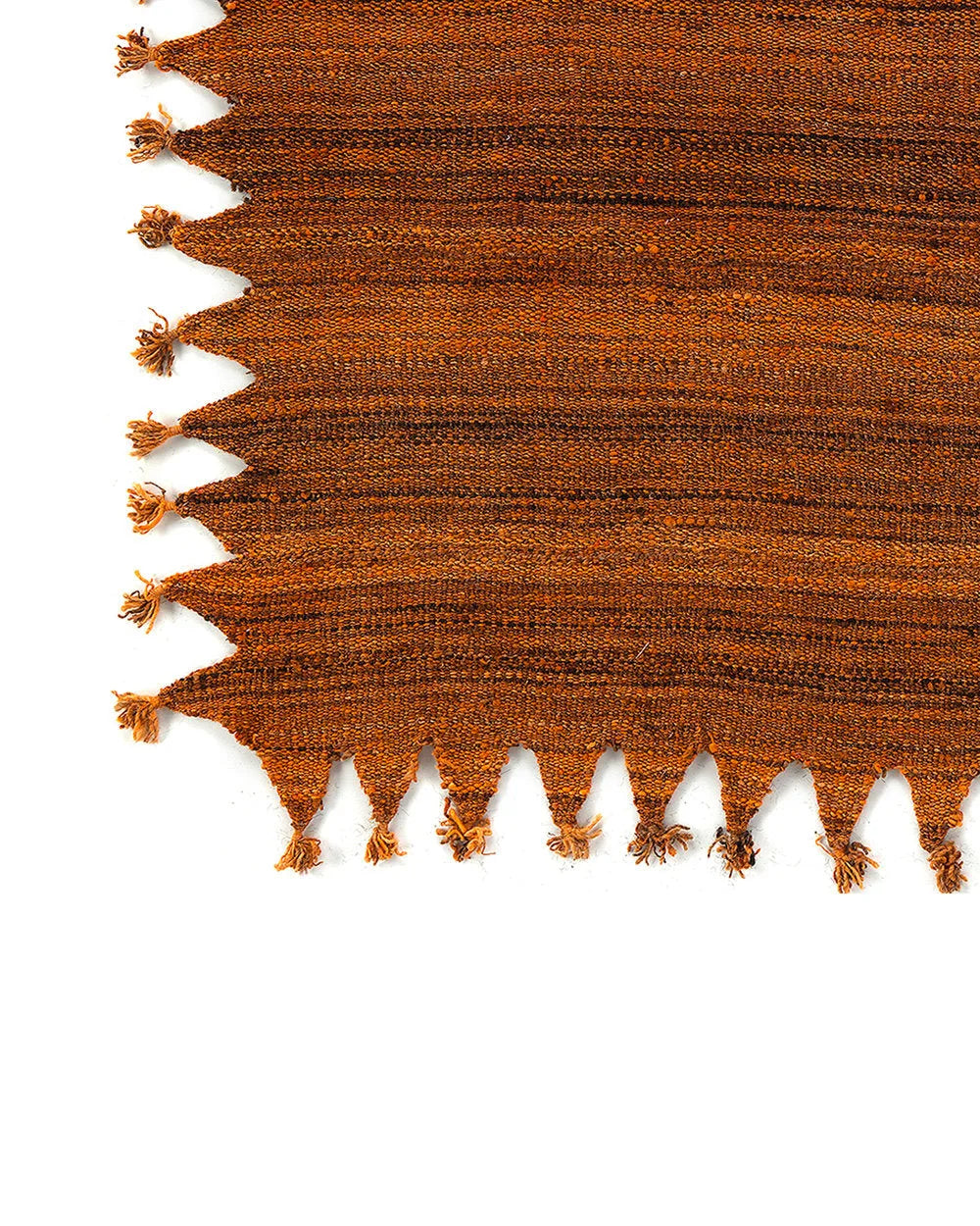 Tapis afghan en laine rouille frangé, 190x296 cm, motif rayé texturé