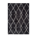 Tapis shaggy anthracite et écru avec motif losanges en polyester