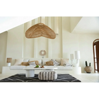 Suspension en rotin tissé pour Tapis shaggy à losanges anthracite et écru