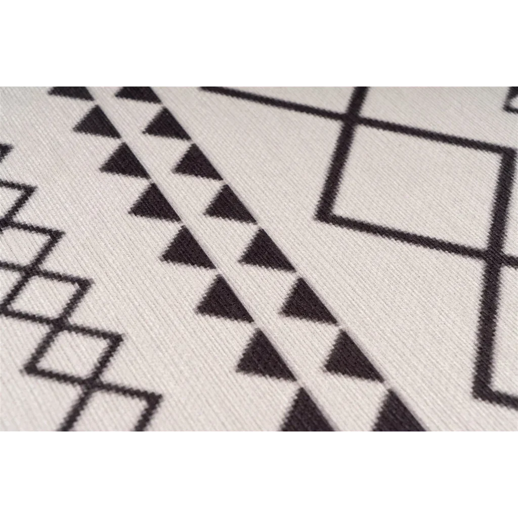 Tissu blanc avec motif géométrique noir de diamants et triangles pour Maya 400 Weiß / Schwarz
