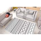 Tapis blanc avec motifs géométriques noirs, Maya 400 Weiß / Schwarz 160cm x 230cm