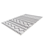 Tapis rectangulaire blanc avec motifs géométriques noirs, Maya 400 Weiß / Schwarz