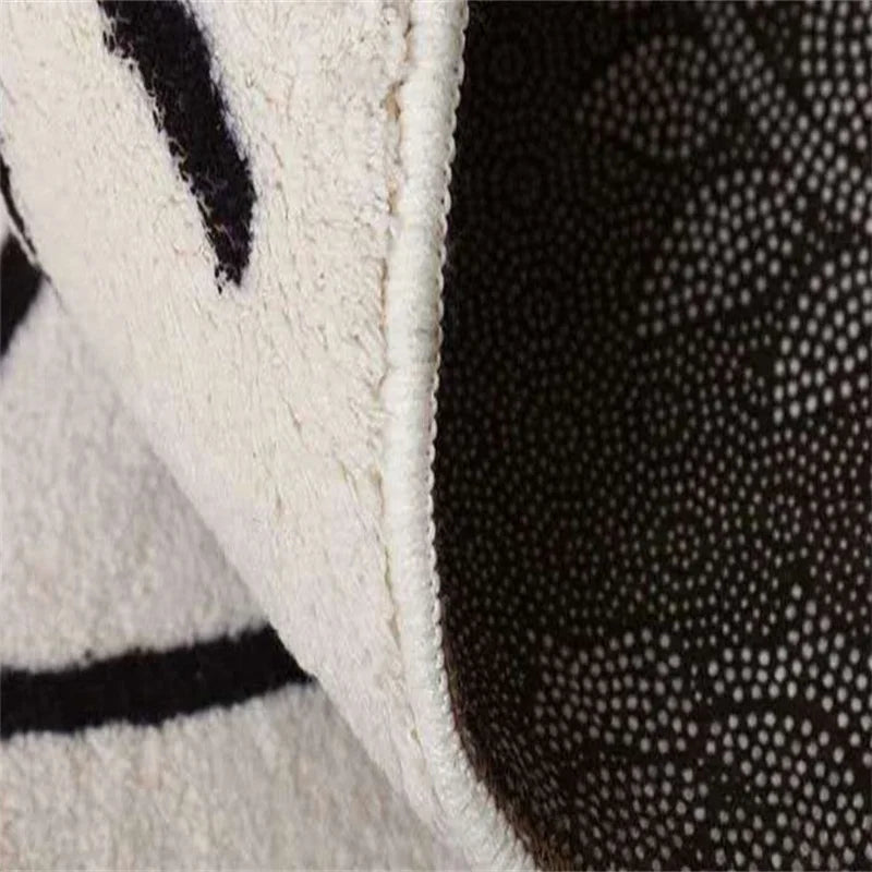 Tapis bohème noir et blanc gros plan