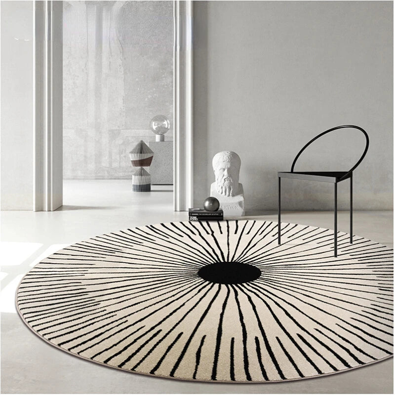 Tapis bohème noir et blanc en situation