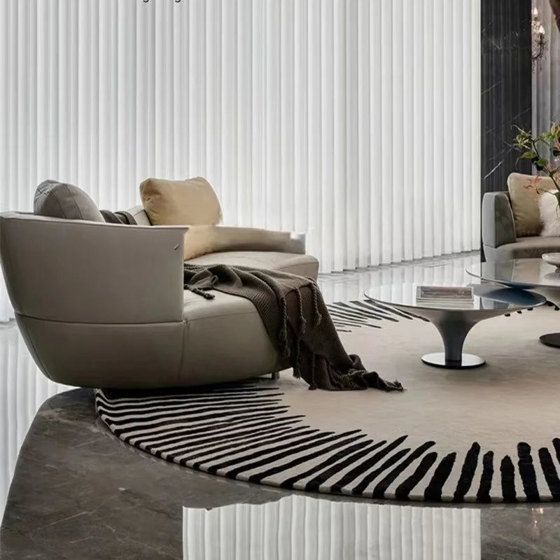 Tapis bohème noir et blanc traits