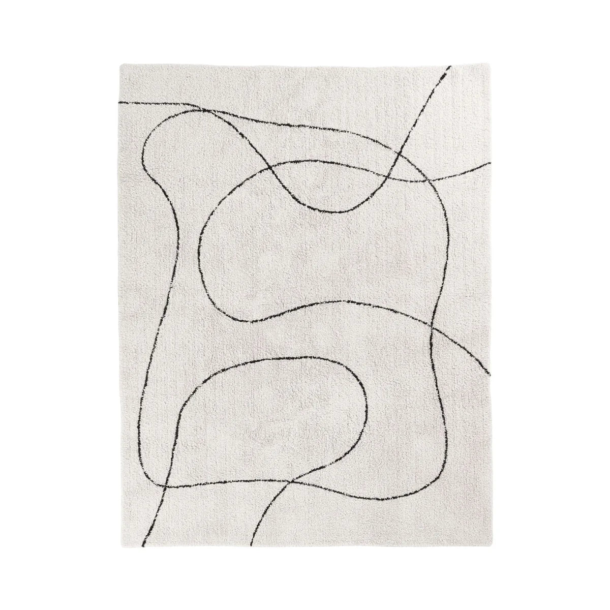 Tapis en coton imprimé noir et blanc 160x230 cm crème abstrait