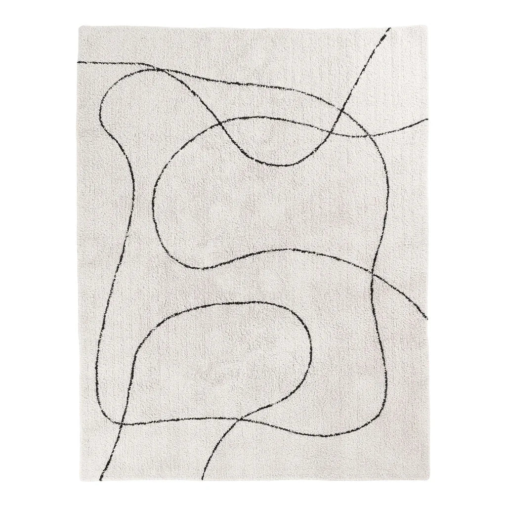Tapis en coton noir et blanc imprimé 200x300 cm