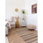 Tapis de couloir en jute et laine rayé naturel rectangulaire 80x180 cm
