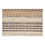 Tapis de couloir en jute et laine rayé naturel rectangulaire 80x180 cm
