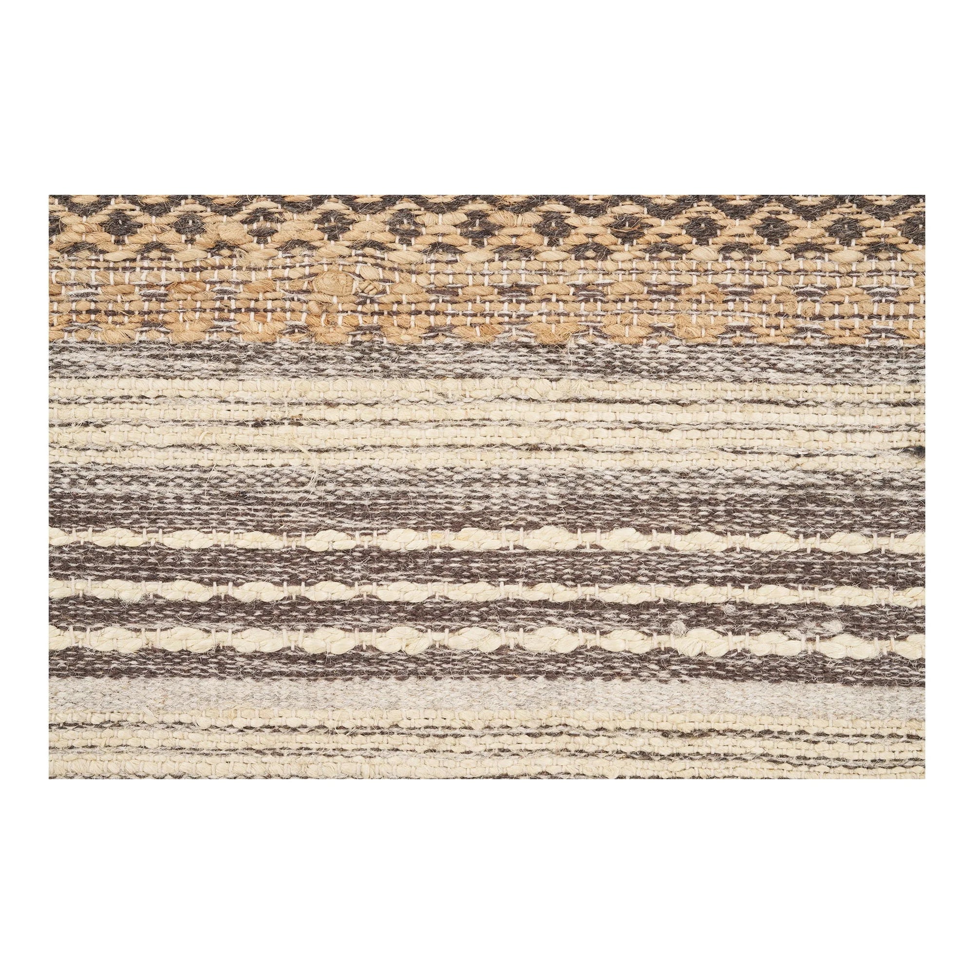 Tapis de couloir en jute et laine rayé naturel rectangulaire 80x180 cm