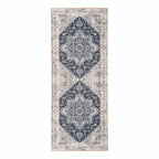 Tapis de couloir persan bleu 80x200 cm avec médaillons bleus vintage