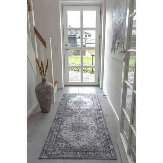 Tapis de couloir persan noir blanc 80x200 cm
