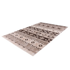 Tapis court rectangulaire motifs ethniques taupe et beige 120x170 cm