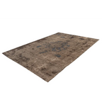 Tapis court vintage délavé marron et bleu ardoise 80x150 cm avec motifs abstraits