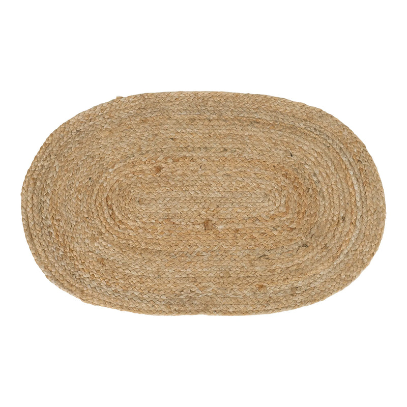 Tapis d’entrée ovale en jute tressée naturelle – 50x80 cm