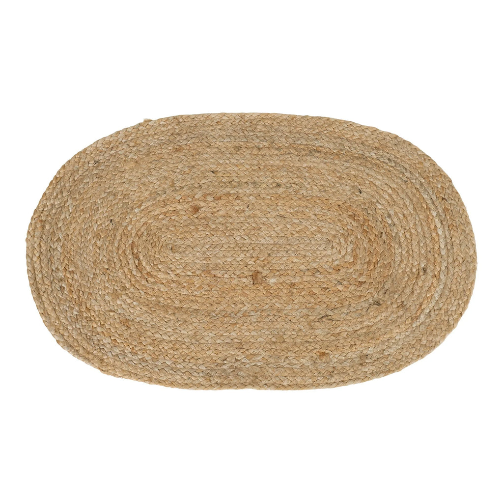 Tapis dentrée oval en jute tressée naturelle 50x80 cm idéal pour l’entrée