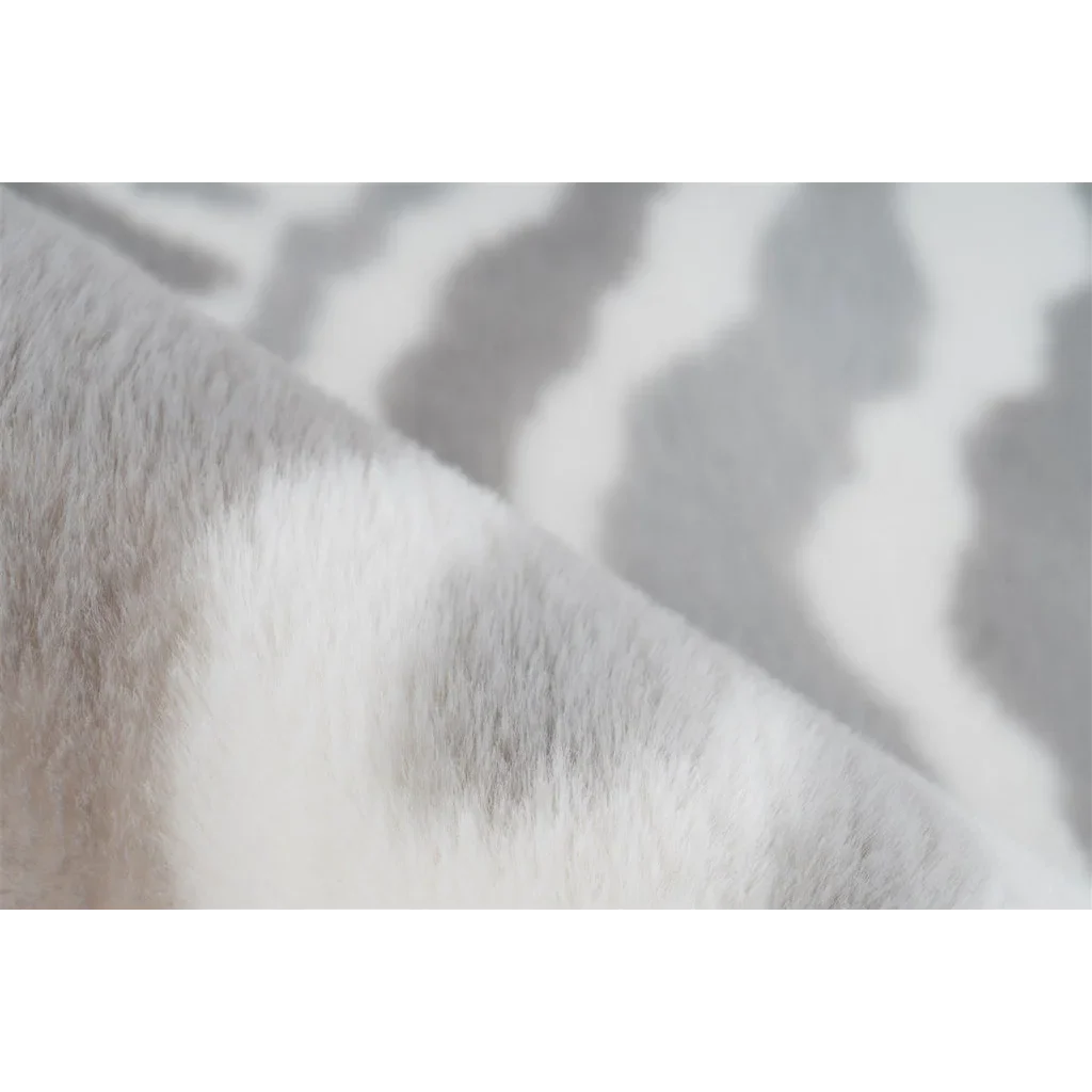 Tissu en faux fourrure doux et à motif pour le produit Rabbit Animal 400 Grau / Weiß