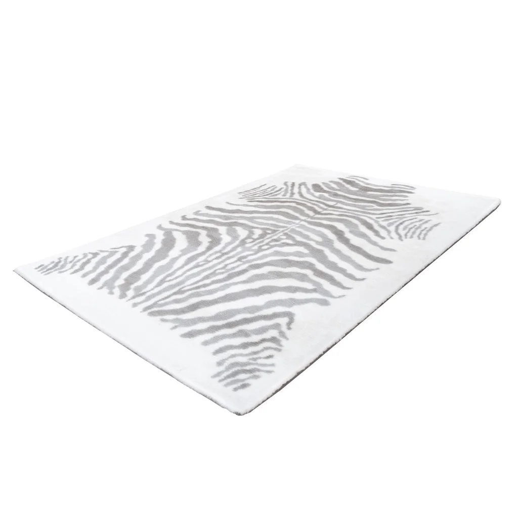 Tapis rectangulaire à rayures zèbre grises pour le produit Rabbit Animal 400 Grau / Weiß 160cm x 230cm