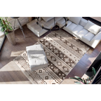Tapis ethnique motifs géométriques taupe et beige 160x230 cm, rectangle, moderne