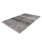 Tapis ethnique rectangulaire avec motifs géométriques en gris, noir et blanc 80x150 cm