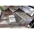 Tapis ethnique rectangulaire avec motifs géométriques gris, 80x150 cm
