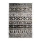 Tapis ethnique rectangulaire à motifs géométriques gris et noir 80x150 cm