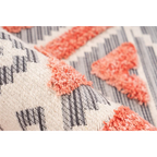 Tissu tissé avec motif géométrique texturé en gris, crème et corail pour Ethnie 100 Grau / Apricot 200cm x 290cm