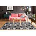 Tapis ethnique rectangulaire gris en coton avec motifs géométriques 160x230 cm