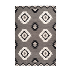 Tapis ethnique rectangulaire noir et blanc en coton avec motifs losanges 120x170 cm