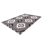Tapis ethnique rectangulaire noir et blanc en coton avec motifs losanges 120x170 cm