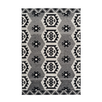 Tapis ethnique tissé motifs aztec noir et blanc en coton 200x290 cm