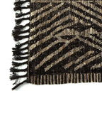 Tapis géométrique rectangulaire en laine noir et beige 308x212 cm à franges