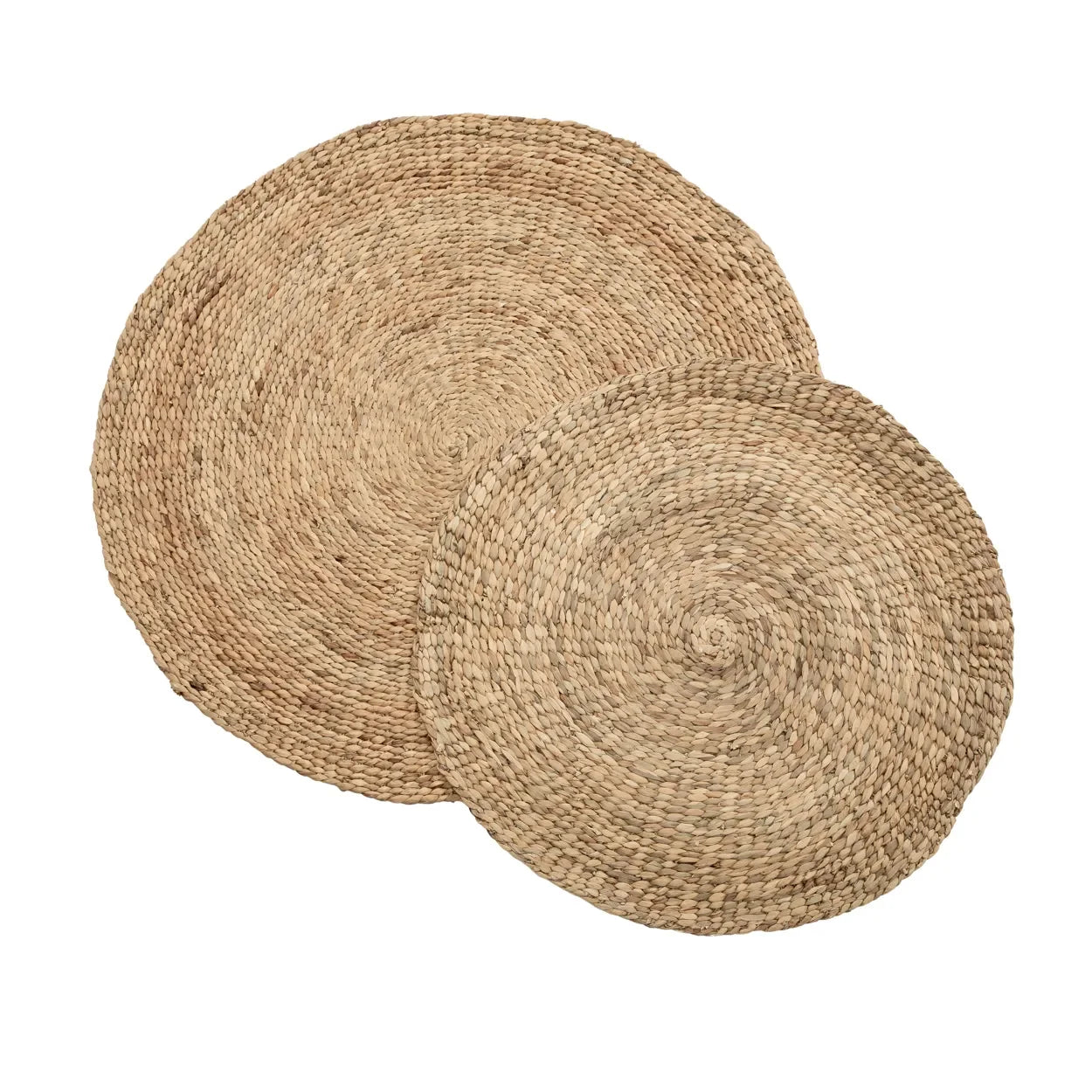 Deux tapis ronds en jacinthes d’eau tissées naturelles, style bohème 200x200 cm