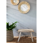 Miroirs ronds avec cadres en raffia tissé, parfaits pour une décoration naturelle