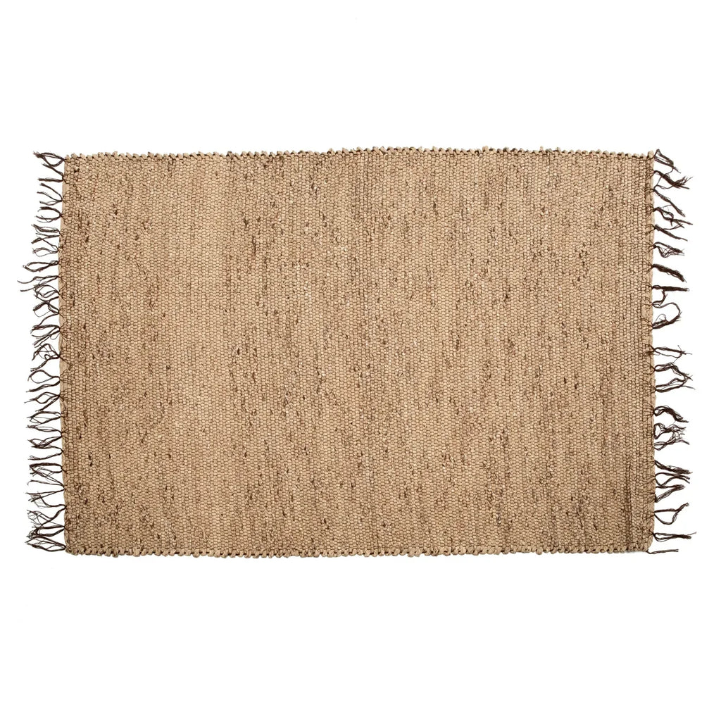 Tapis en jonc d’eau naturel avec franges 260x180 cm, tapis tissé en jute coloré