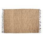 Tapis en jonc d’eau naturel avec franges 260x180 cm, tapis tissé en jute coloré
