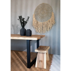 Mur en jonc d’eau naturel tissé avec franges, taille 260x180 cm