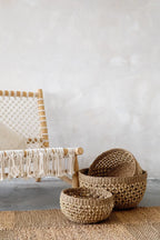 Paniers de rangement tissés en jonc de mer naturel pour style bohème