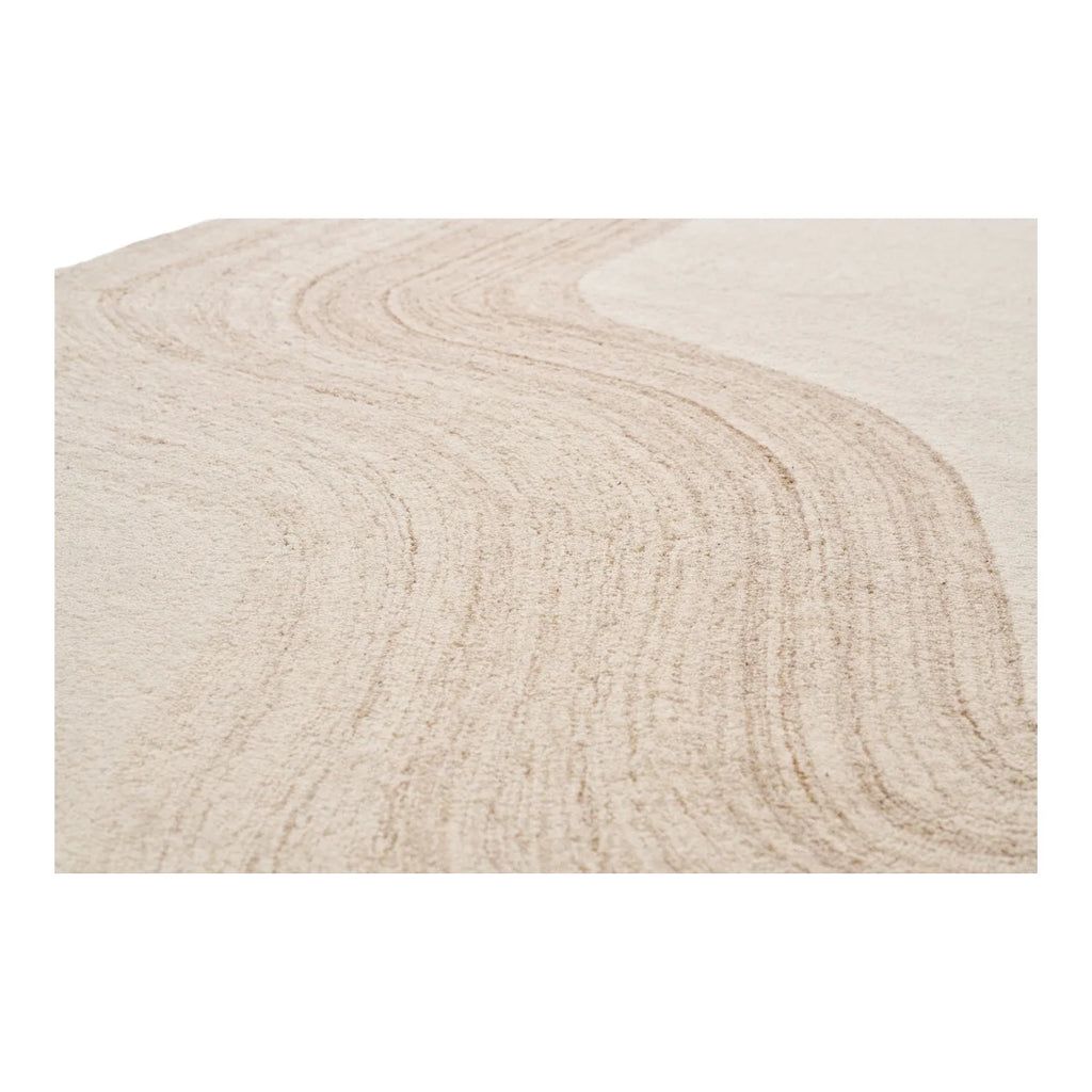 Tapis en laine fait main beige et ivoire motifs ondulés 160x230 cm