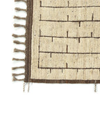 Tapis en laine tissé main beige et brun à franges géométriques, 290x197 cm
