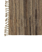 Tapis en laine tissé à la main rayures brunes frangé 298x207 cm