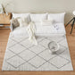Tapis losanges noir et blanc dans un salon moderne