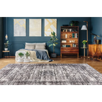 Tapis oriental à poil ras gris et blanc avec motifs persans vieillissants 80x150 cm