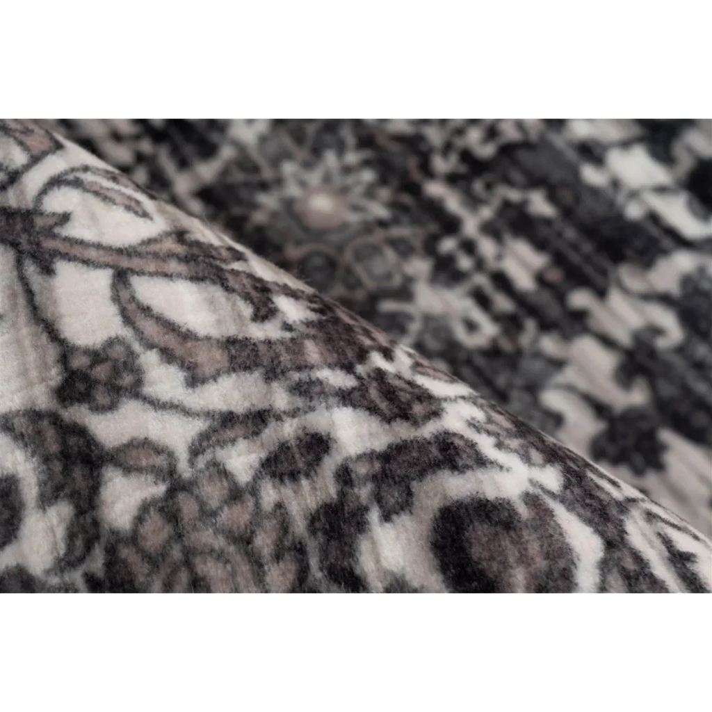 Tapis oriental gris à motifs persans vieillis avec pile douce et texturée 80x150 cm