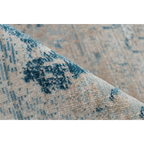 Tapis oriental beige et bleu roulé avec motif abstrait central rectangulaire 160x230 cm