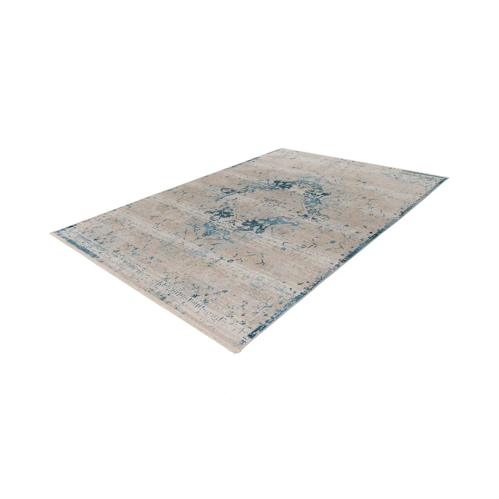 Tapis oriental beige et bleu à motif central rectangulaire 160x230 cm