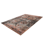 Tapis oriental vieilli rectangulaire avec motif floral en noir, rouge et beige 200x290 cm