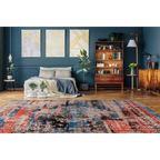 Tapis oriental multicolore à médaillon délavé en velours ras 160x230 cm
