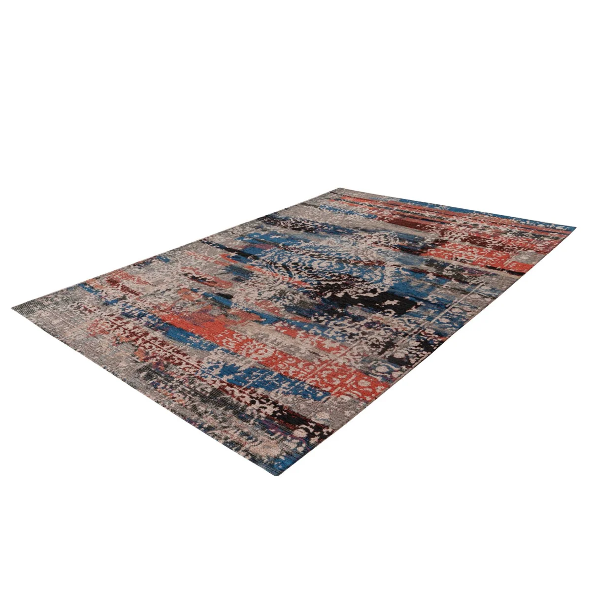 Tapis oriental multicolore à médaillon délavé en velours ras 160x230 cm