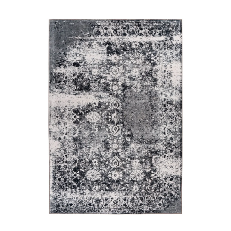 Tapis oriental rectangulaire à poil court gris effet patiné – 120x170 cm